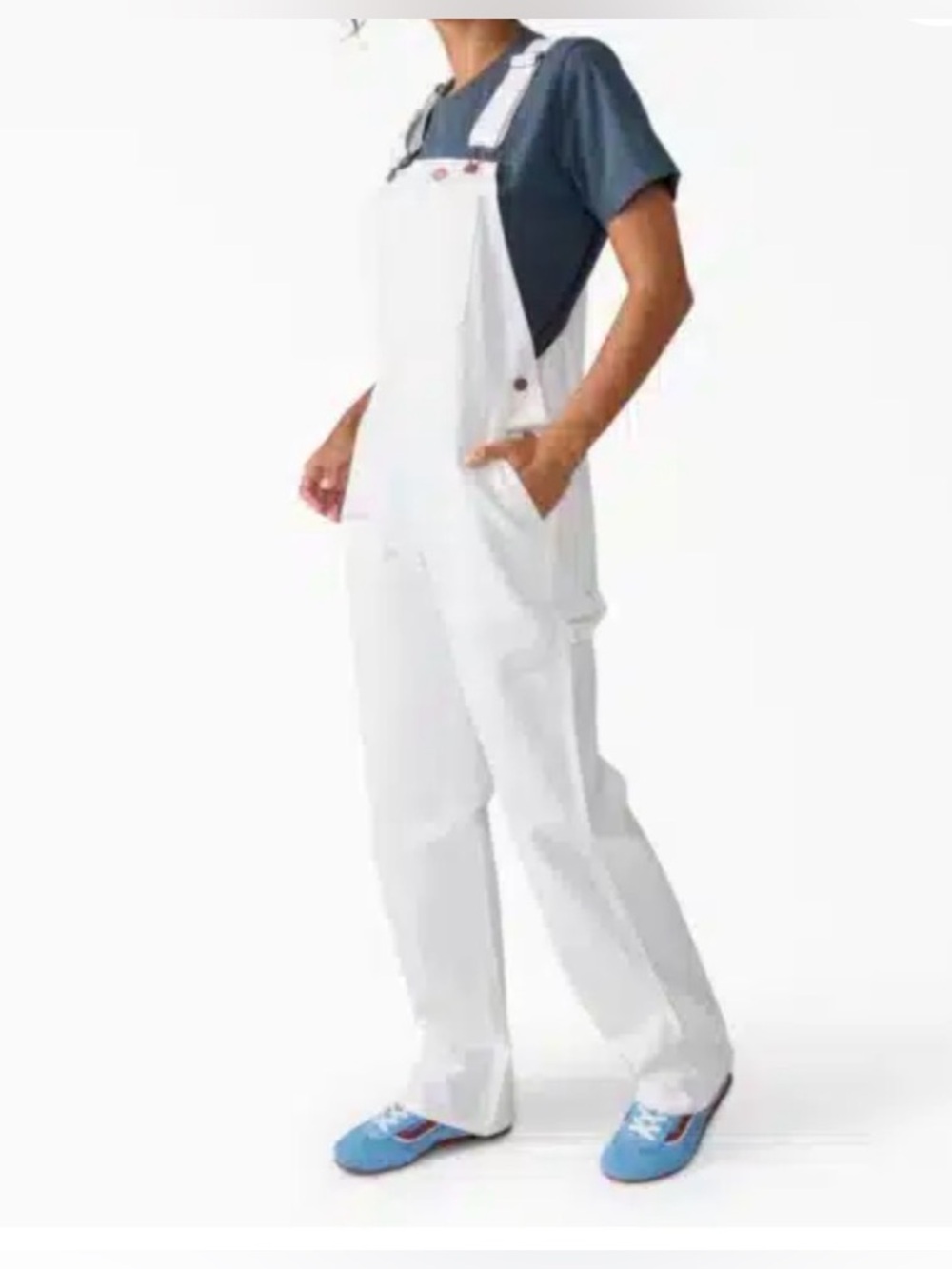 Dickies White Women's Overalls with Bib Pocket
